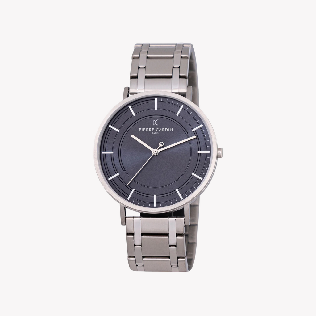 Pierre Cardin Men's Silver Watch, Blue Dial | Cbn.3032