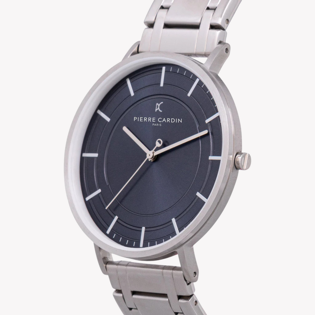 Pierre Cardin Men's Silver Watch, Blue Dial | Cbn.3032