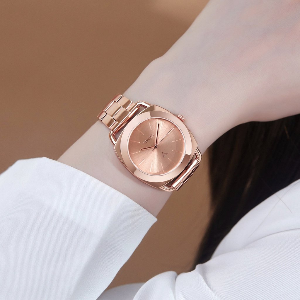 Trnda Women's Rose Gold Stainless Steel Watch, Round Dial | Trnda-001