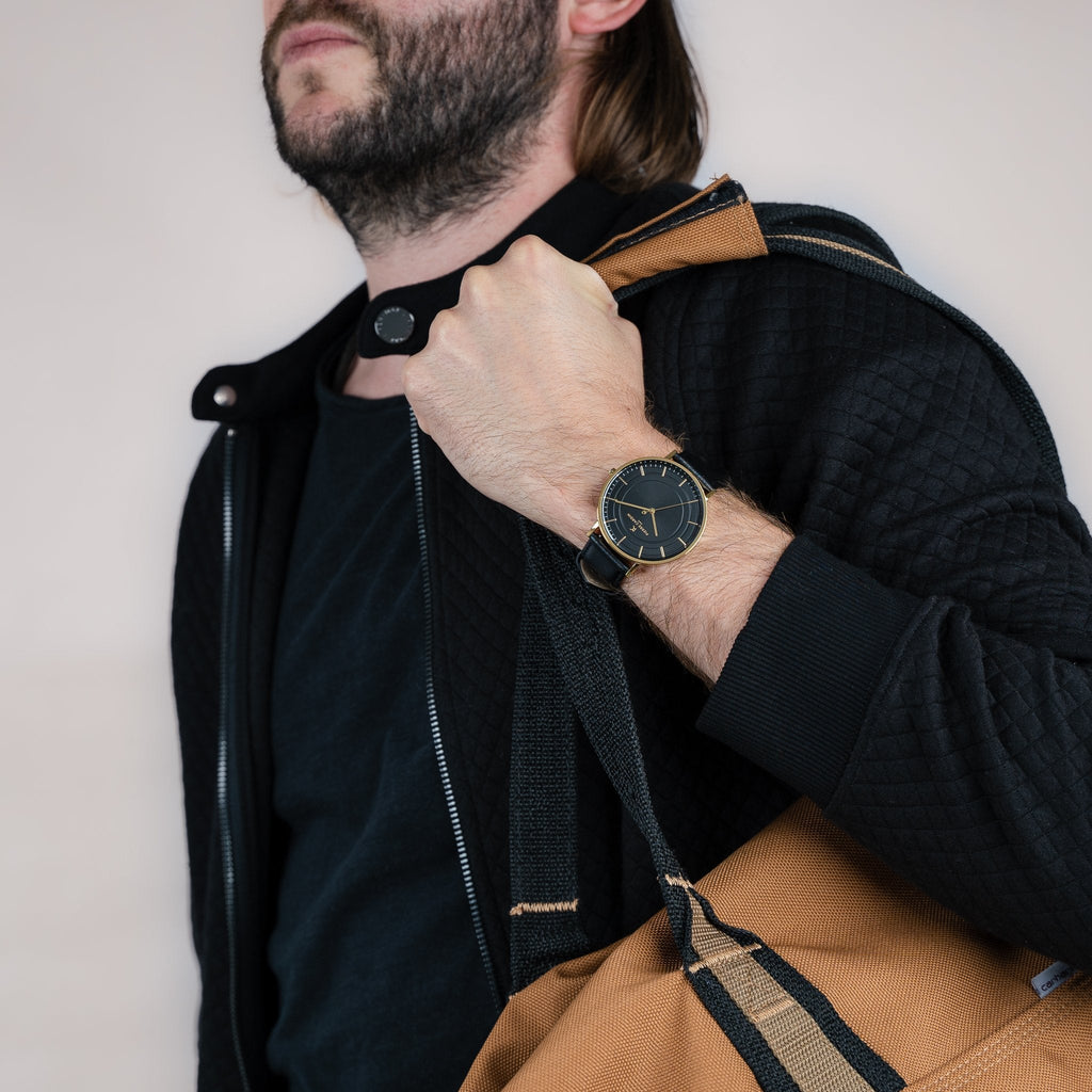 Pierre Cardin Men's Gold Watch, Black Dial | Cbn.3035